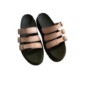 Pink DR MARTEN stappy buckle wedge slip ons size 8